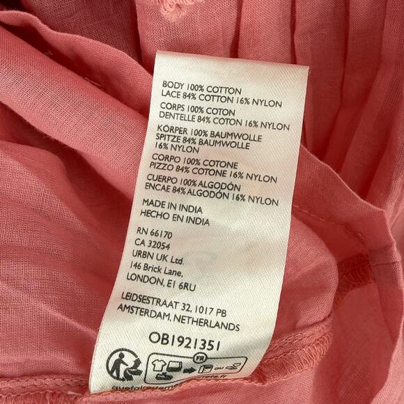 Free People Luna Top Mauve Glow Pink Lace Boho Peasant Shirt Women's Size Large - Picture 9 of 9